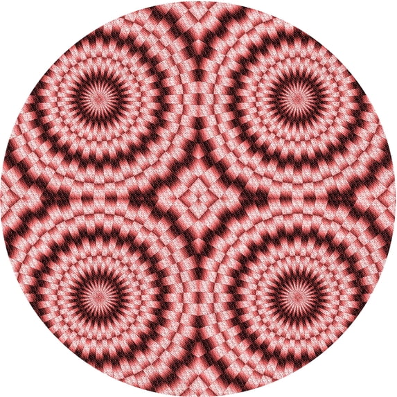 Ahgly Company Machine Washable Indoor Round Transitional Pastel Pink Area Rugs, 6' Round