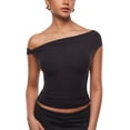 thumbnail image 1 of Remera INLYRIC Inbarely Soft Negra Pequeña con Hombros Descubiertos, 1 of 7