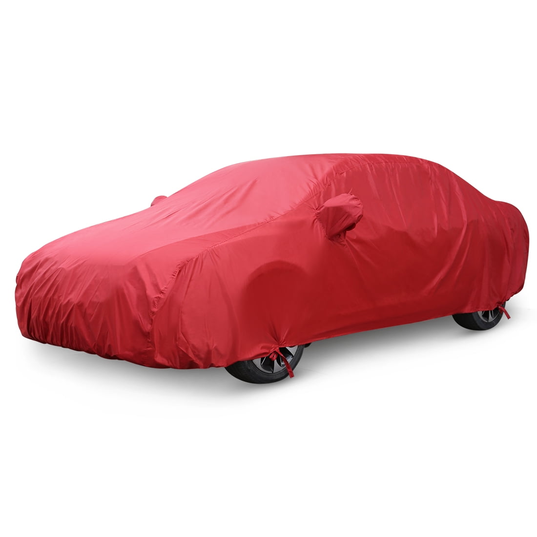 4.9M 190T Car Cover for All Weather UV Protection Snowproof Waterproof  Windproof with Mirror Pocket Red 