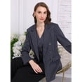 thumbnail image 3 of DARING DIVA Women's Double Breasted Vintage Pinstripe Striped Suit Blazer L Blue, 3 of 6