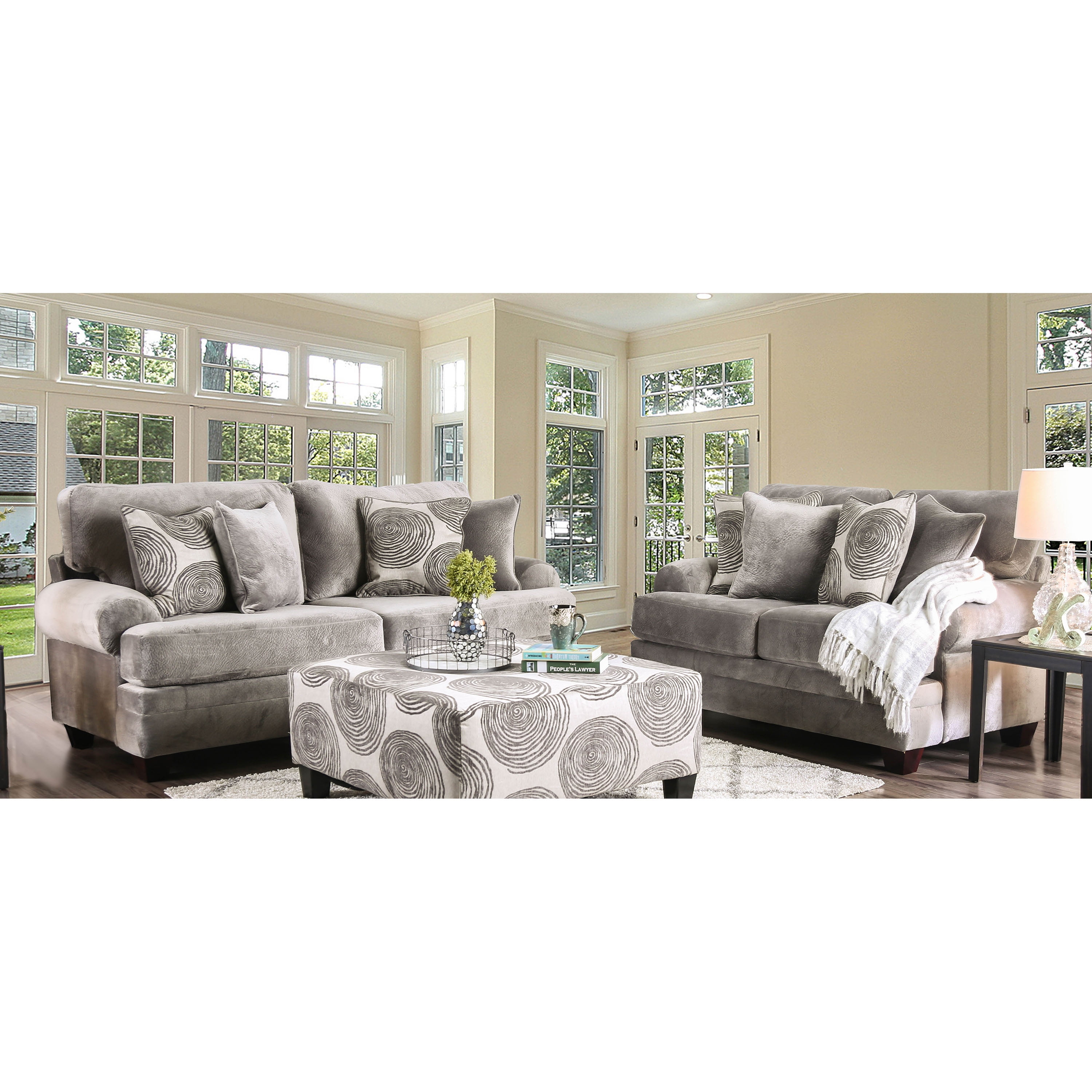 Furniture of America Transitional Fabric 2Piece Hendricks Sofa Set