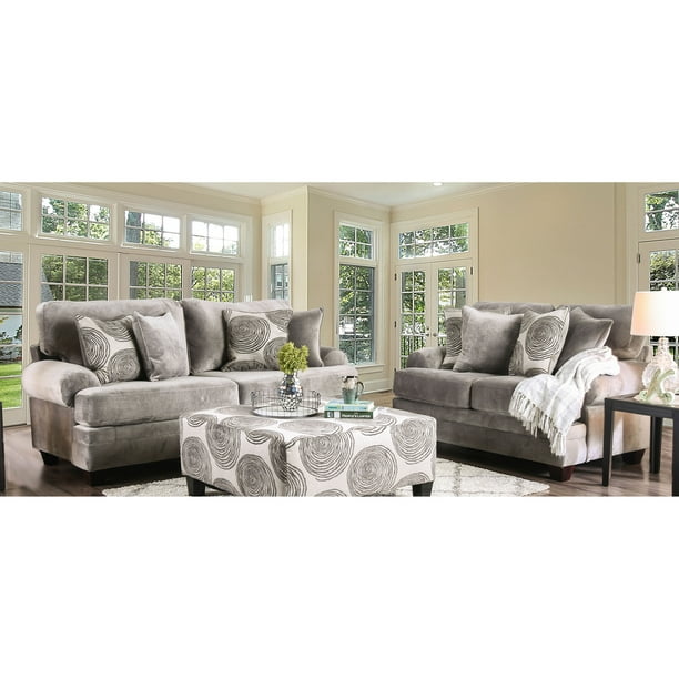 Furniture of America Transitional Fabric 2Piece Hendricks Sofa Set