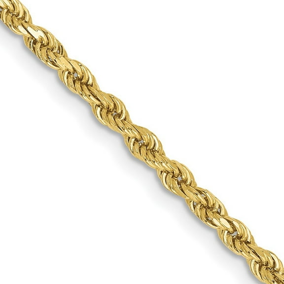 10k Yellow Gold Solid 2.5mm Sparkle Cut Rope Chain 20 Inch Lobster Claw - Chain Necklace for Women and Men