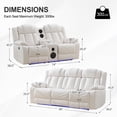 thumbnail image 3 of 2PCS Power Zero Gravity Reclining Sofa Set with Bass Speaker,Wireless Charger,USB/Type C Ports,LED Light,Cup Holder,Storage Console Faux Leather Electric Recliner Sofa and Loveseat,5 Seater,White, 3 of 8