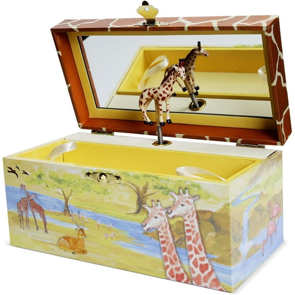 Giraffe Musical Jewelry Box Giraffe Spins to Around the World in 80 Days Treasure Storage