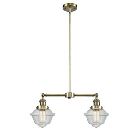 Innovations 2-LT LED Small Oxford 24" Chandelier - Antique Brass - 209-AB-G534-LED