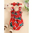 thumbnail image 3 of Bagilaanoe Newborn Baby Girl Rompers Watermelon Print Sleeveless Bodysuit + Headband 3M 6M 9M 12M 18M Infant Summer One Piece Jumpsuit, 3 of 8