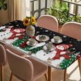 thumbnail image 3 of Black Snowman Christmas Table Cloths for 6 Foot Rectangle Tables, Xmas Tree Snowflake Elk Winter Patio Waterproof Elastic Fitted Tablecloths, Washable Rectangular Table Cover for Camping, 3 of 8