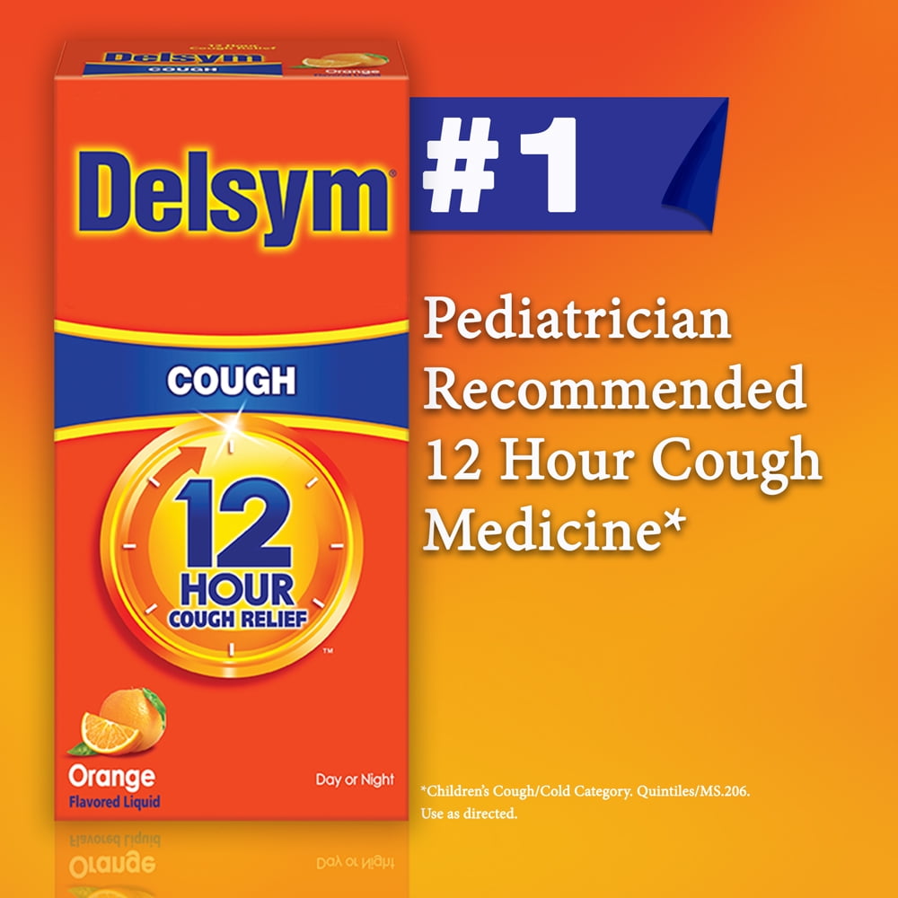 Delsym Adult Cough Suppressant Liquid, Orange Flavor - 3 fl ...