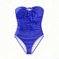 thumbnail image 5 of Enjoytime Swimsuits for Women Tummy Control Strapless One Piece Bathing Suit Bow Tie Knot Cutout Ruched Modest Swimwear, 5 of 6