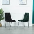 thumbnail image 2 of Dining Chairs Set of 2, Modern Velvet Upholstered Counter Height Bar Stools with Button Tufted and Chrome Legs Accent Chairs with Curved Backrest & Non-Slip Design for Kitchen Dining Room, Black, 2 of 7