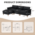 thumbnail image 3 of Homrest 89" L Shape Deep Modular Sectional Sofa Cloud Couch, USB Type-C Port, Storage Pockets(3-Seat, Black), 3 of 8