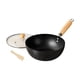 thumbnail image 1 of Sartén wok de hierro para el hogar con tapa, utensilios de cocina de inducción sin revestimiento. 24 cm, 1 of 9