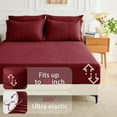 thumbnail image 6 of 5 Pieces Twin XL Comforter Set, Soft Bed in a Bag Twin XL Size, All Season Bedding Set with Comforter, Flat Sheet, Fitted Sheet, Pillowcases & Shams, Burgundy Red, 6 of 14