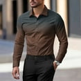 thumbnail image 3 of GrmtClth Men's Dress Shirts Long Sleeve Slim Fit Button Down Shirt Classic Stretch Gradient color Formal Shirt Brown XXXL, 3 of 5