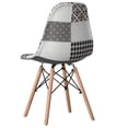 thumbnail image 7 of Fabulaxe  Modern Fabric Patchwork Chair with Wooden Legs for Kitchen, Dining Room, Entryway, Living Room, Set 2, 7 of 7