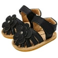 thumbnail image 2 of UTTOASFAY Toddler Shoes Toddler Infant Baby Girls Shoes Leather Sandals Summer Bowknot Flats Flower Shoes Black 18-24Month, 2 of 6