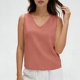 thumbnail image 4 of ClodeEU Women's V Neck Sleeveless Linen Tank Top, Casual Loose Fit Summer Lightweight Blouse Pink,Women's Plus S, 4 of 7