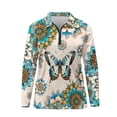 thumbnail image 2 of Uorisanigo Mandala Butterfly Women's Long Sleeve Golf Shirt Versatile Fashion Hiking Running Workout Tops with Zipper Casual Outing Wear for Workout Sports, 2 of 7