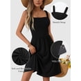 thumbnail image 6 of SOMER Women’s Summer Dresses Midi Sundress Square Neck with Pocket Sleeveless Boho High Waist A-Line Flowy Dress Casual Beach Vacation Black S, 6 of 7