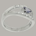 thumbnail image 3 of LBG British Made 9k White Gold Natural Tanzanite & Diamond Womens Band Ring - 33 size options - Size 10.75, 3 of 7