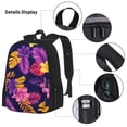 thumbnail image 5 of Naloa Purple Flower Print Large Capacity Backpack Lunch Bag Pencil Case Combination 3 Piece Set for Student, 5 of 8