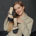 thumbnail image 4 of Square Toe Heels Sandals Women Heels Chunky Two Strap Low Heels Mule Sandals Slip On Block Heels for Party Dating Daily 2.75 Inch, 4 of 7