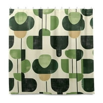 Yayeee Shower Curtain with Hooks 72"x72" Waterproof Fabric Bathroom Hanging Decor, Green Circle