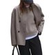 thumbnail image 3 of Abrigo Corto de Invierno Holgado para Mujer, Chaqueta Tipo Blazer Elegante de un Solo Botón Color de la Tarjeta Gris XL, 3 of 9
