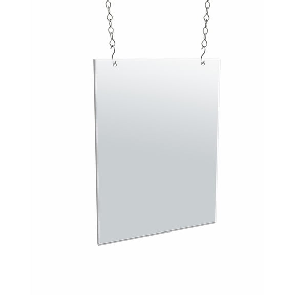 Clear Acrylic Hanging Ceiling Poster Frame 11" Wide X 14" High Vertical/Portrait. Includes Hanging Hardware Kit, 4-Pack