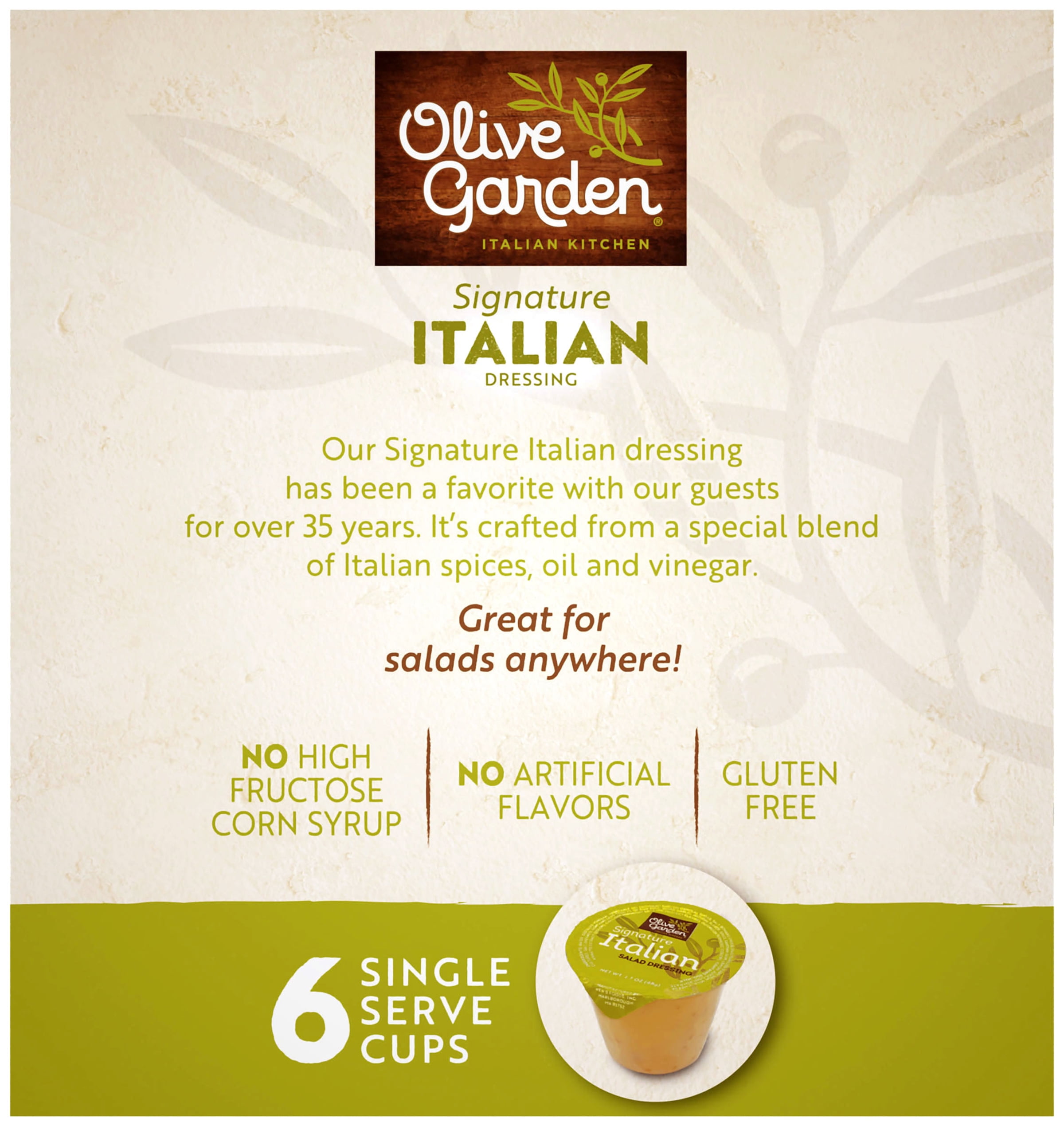 Olive Garden Signature Italian Dressing Single Serve 6 pack - 1.7 oz each