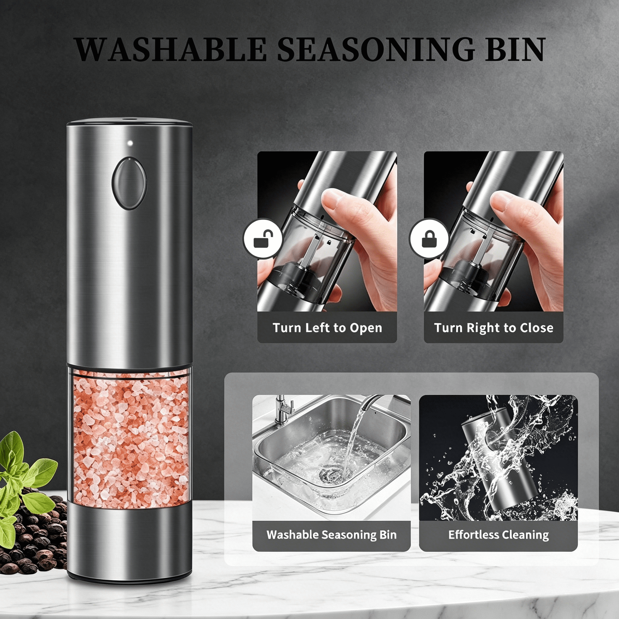 2PCS electric salt and pepper grinder set - battery-powered spice grinder, adjustable for coarseness, perfect for home kitchens, durable plastic, electric salt and pepper grinder, automatic grinder