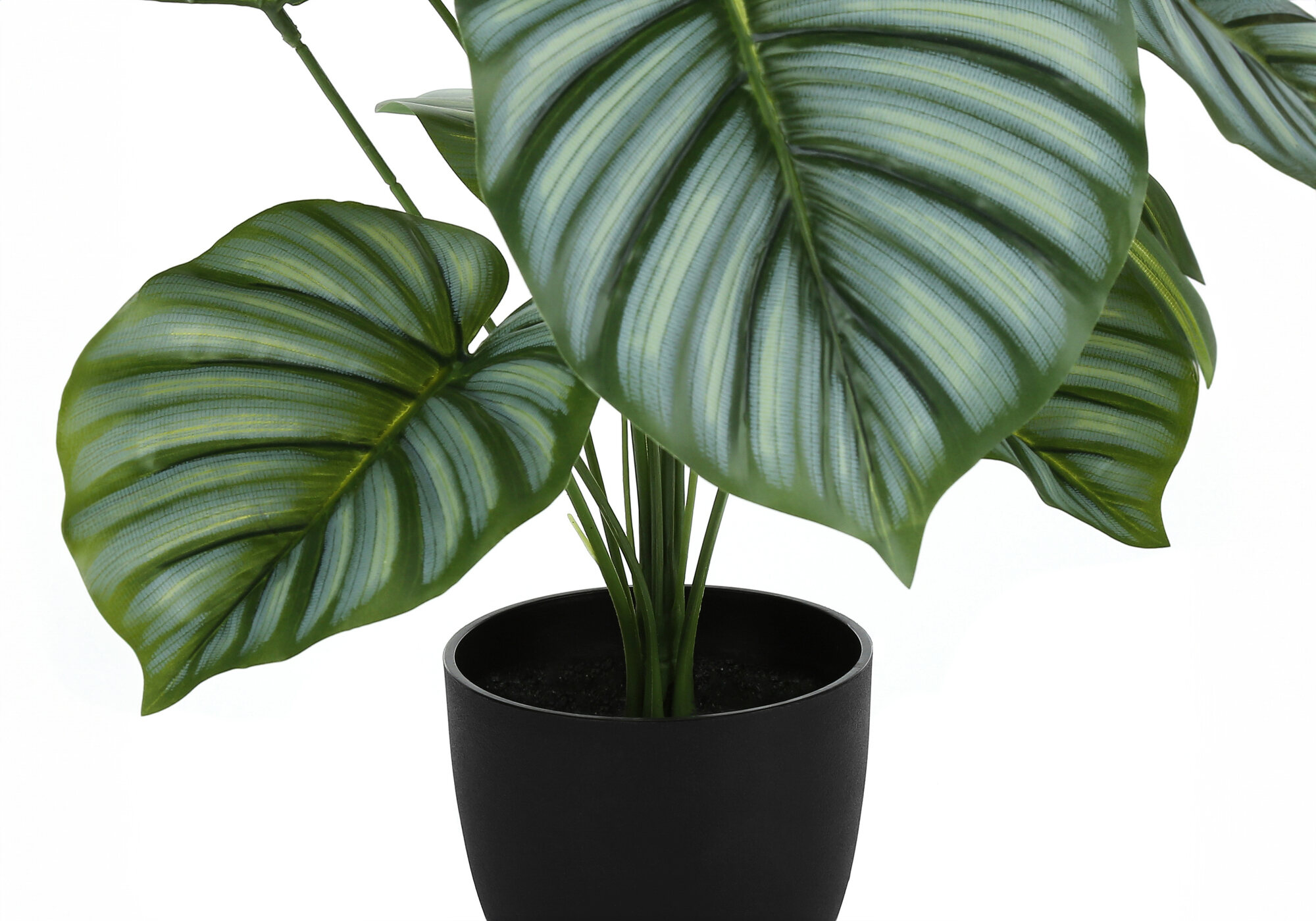 Artificial Plants Artificial Plant, 24" Tall, Calathea, Indoor, Faux, Fake, Table, Greenery, Potted, Real Touch, Decorative, Green Leaves, Black Pot,Flower Arrangements