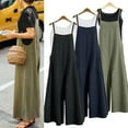 thumbnail image 2 of Casual Loose Jumpsuit Women Summer Solid Cotton Linen Straps Wide Leg Pants Dungaree Bib Overalls Sleeveless Oversized Jumpsuits, 2 of 8