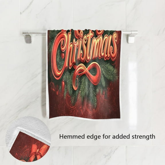 BZSMCE Bath Towel 30 X 15 in Soft Towel Merry Christmas Print and Elegant Bowknot Design Pattern