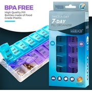 MEDca Weekly Pill Organizer, AM/PM-Twice a Day, Multicolor