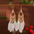 thumbnail image 4 of K-KED Colorful Fan Shaped Tassel Vacation Earrings for Women's Long Bohemian Beads-DC1362-1, 4 of 9