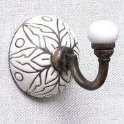 IndianShelf 1 Piece Wall Hooks | Boho Coat Rack Wall Mount | Round Wall Hook | Brown Decorative Coat Hooks | Ceramic Decorative Hooks | Hat Hooks for Wall | Single Wall Hooks Decorative