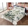 thumbnail image 4 of Ambesonne Eucalyptus Leaves Fitted & Top Sheet Set with Sham, Botanical Art, Sage Green Off White, 4 of 5