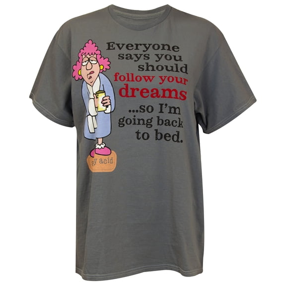 Aunty Acid "Follow Your Dreams" Women's Graphic Novelty T-Shirt in Grey, Large