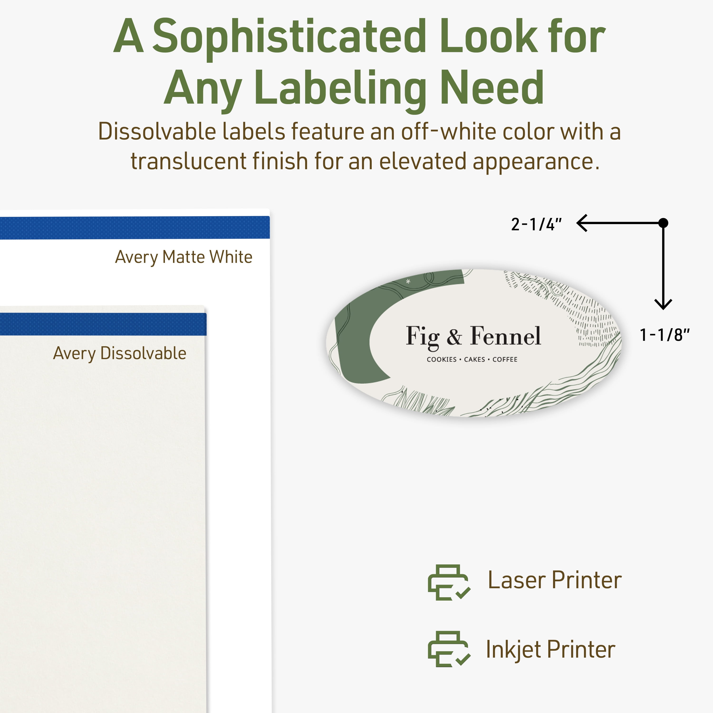 Avery Dissolvable Oval Labels, 1-1/8" x 2-1/4", 525 Labels