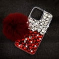 thumbnail image 5 of Compatible with iPhone 14 Bling Case Luxury 3D Sparkle Diamond Crystal Rhinestones for Women Girls Glitter Case with Cute Furry Plush Ball Pendant Soft TPU Bumper Shiny Gemstone Cover, 5 of 7