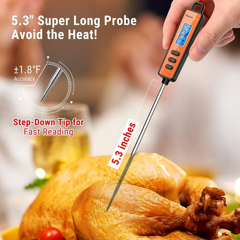 MEASUREMAN Digital Meat-Thermometer Instant-Read Food Temperature-Probe -  with Magnet Calibration Thermometer Waterproof for Kitchen Cooking Grill  BBQ