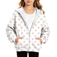 thumbnail image 2 of Zip Up Hoodie for Girls Polka Dot Print Long Sleeve Sweatshirt Hooded Jacket Front Pockets Trendy Fall Winter Casual Loose Fit Top, 2 of 6