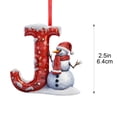 thumbnail image 2 of 26 Initial Letter Christmas Snowman Ornaments, Red Personalized Initial Christmas Ornaments, Letter J, 2 of 5
