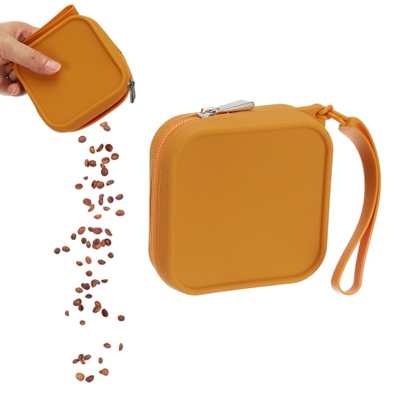 Uxcell Silicone Dog Treat Pouch, Auto Closure, Pocket Size, Portable Walking Bag for Dog and Cat 4x4 Inch (Orange, 1Pcs ), Intended for Pet Travel / Training / Walking