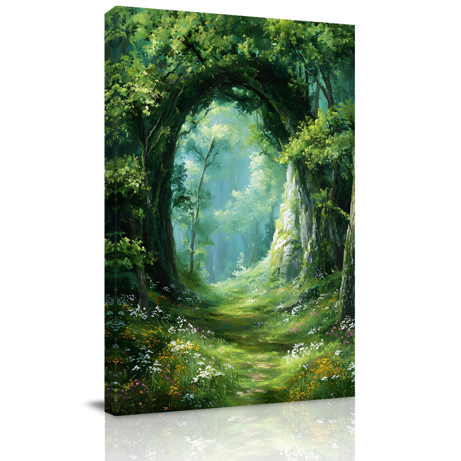 Canvas Wall Art Forest Framed Canvas Prints for Bedroom Bathroom Nature Green Tree Spring Scenic Woodland Gallery Wrapped Wall Decor for Home Office Gifts 11 x14 Ship Next Day