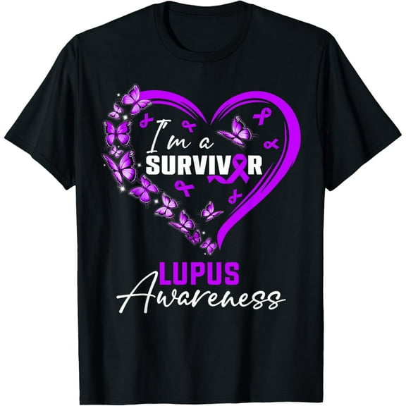 I'm A Survivor Lupus Awareness Purple Butterfly Heart T-Shirt