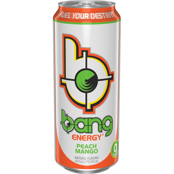 Bang Energy Peach Mango, Sugar-Free Energy Drink, 16-Ounce (Pack of 6)