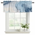 thumbnail image 2 of 2 Pack Valances for Windows, Blue Marble Window Valances for Living Room/Bedroom/Bathroom, Summer Ocean Wave Blue Ombre Light Filtering Kitchen Curtain Valance Window Treatment 54"W x18" L, 2 of 9
